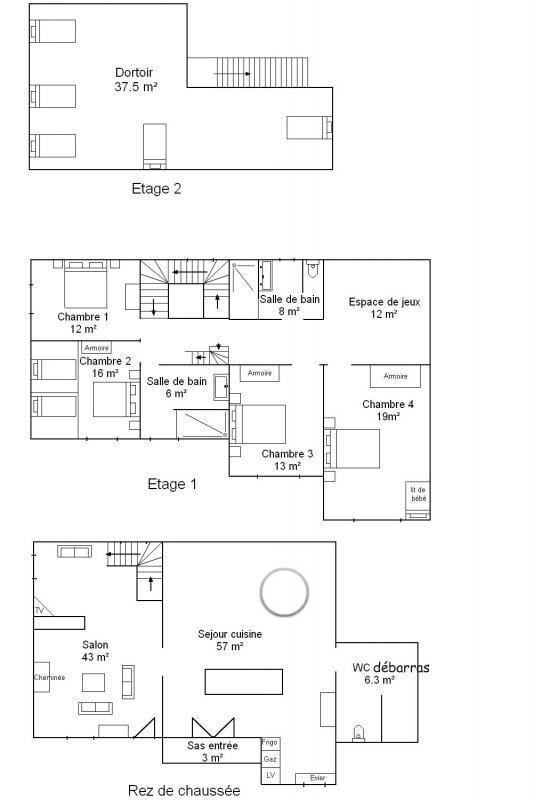 plan intérieur du gîte Lou Celestou