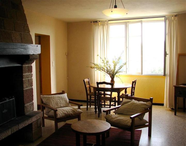 salon avec cheminée