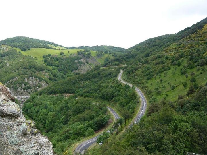 La route menant à Péreyres et les champs de myrtilles sauvages.